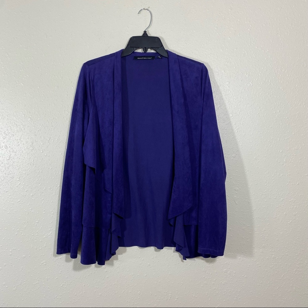Briggs N Y Sweater Open Cardigan Asymmetrical LONG SLEEVE PURPLE